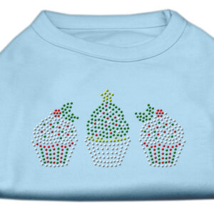 Christmas Cupcakes Rhinestone Shirt Baby Blue XXXL