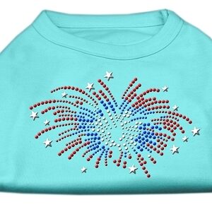 Fireworks Rhinestone Shirt Aqua XXL