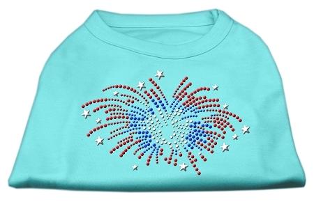 Fireworks Rhinestone Shirt Aqua XXL