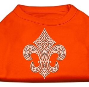 Silver Fleur de Lis Rhinestone Shirts Orange XXXL