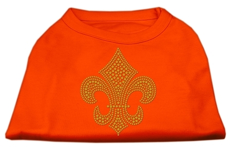 52-31-XLOR.jpg Gold Fleur de Lis Rhinestone Shirts Orange XL