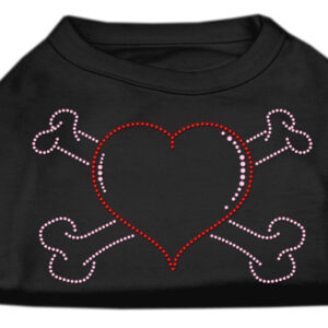 Heart and Crossbones Rhinestone Shirts Black M