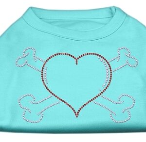 Heart and Crossbones Rhinestone Shirts Aqua XS