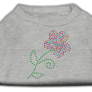 Multi-Colored Flower Rhinestone Shirt Grey M