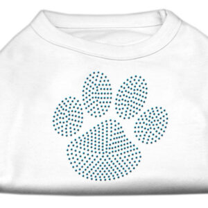 Blue Paw Rhinestud Shirt White XS