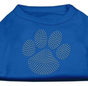 Clear Rhinestone Paw Shirts Blue Lg