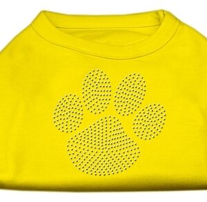 Clear Rhinestone Paw Shirts Yellow XXXL