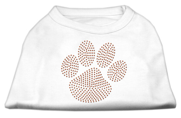Orange Paw Rhinestud Shirts White XL