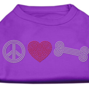 Peace Love and Bone Rhinestone Shirt Purple S