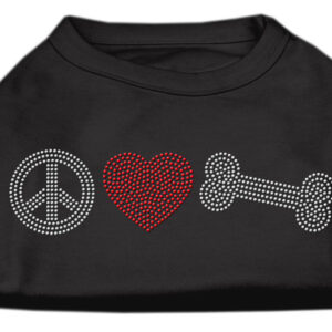 Peace Love and Bone Rhinestone Shirt Black XL
