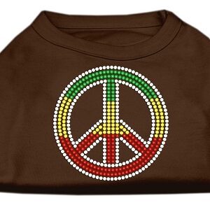 Rasta Peace Sign Shirts Brown XXL