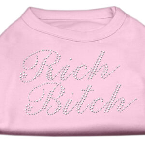 Rich Bitch Rhinestone Shirts Light Pink L