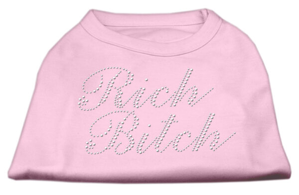 Rich Bitch Rhinestone Shirts Light Pink L