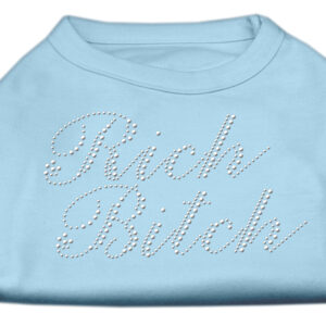 Rich Bitch Rhinestone Shirts Baby Blue S