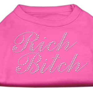 Rich Bitch Rhinestone Shirts Bright Pink S