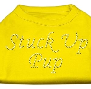 Stuck Up Pup Rhinestone Shirts Yellow Med