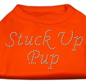 Stuck Up Pup Rhinestone Shirts Orange XS