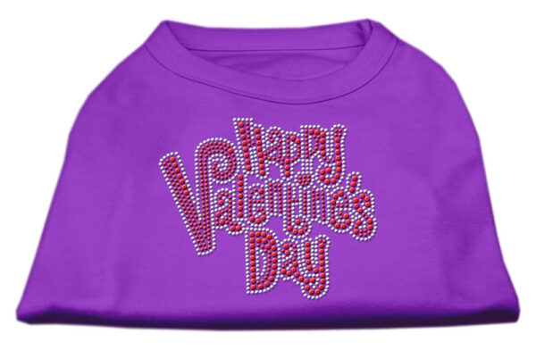 52-85-LGPR.jpg Happy Valentines Day Rhinestone Dog Shirt Purple Lg