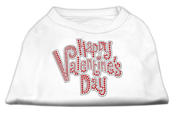 Happy Valentines Day Rhinestone Dog Shirt White Sm