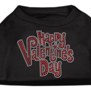 Happy Valentines Day Rhinestone Dog Shirt Black XXXL