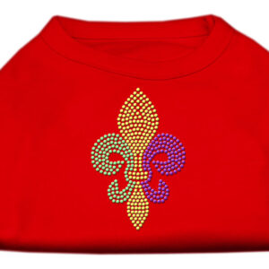 Mardi Gras Fleur De Lis Rhinestone Dog Shirt Red XXXL