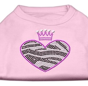 Zebra Heart Rhinestone Dog Shirt Light Pink Sm
