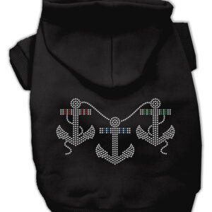 Rhinestone Anchors Hoodies Black L