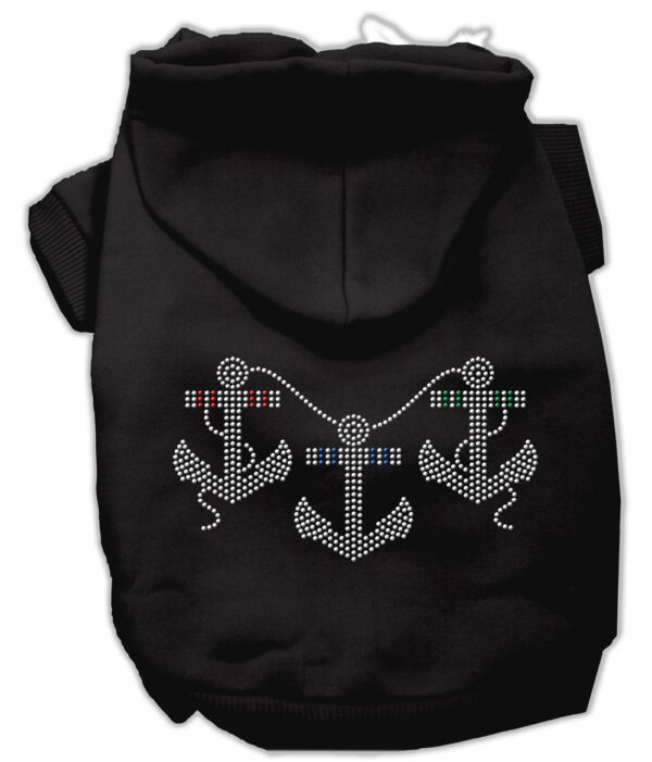 Rhinestone Anchors Hoodies Black L