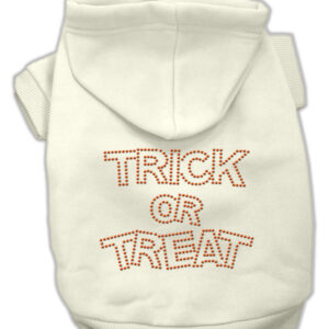 Trick or Treat Rhinestone Hoodies Cream XL