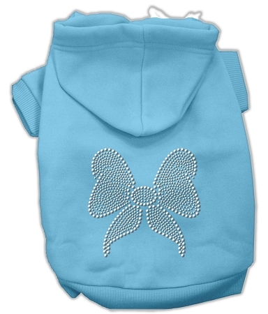 Rhinestone Bow Hoodies Baby Blue M