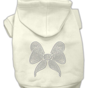 Rhinestone Bow Hoodies Cream XXL