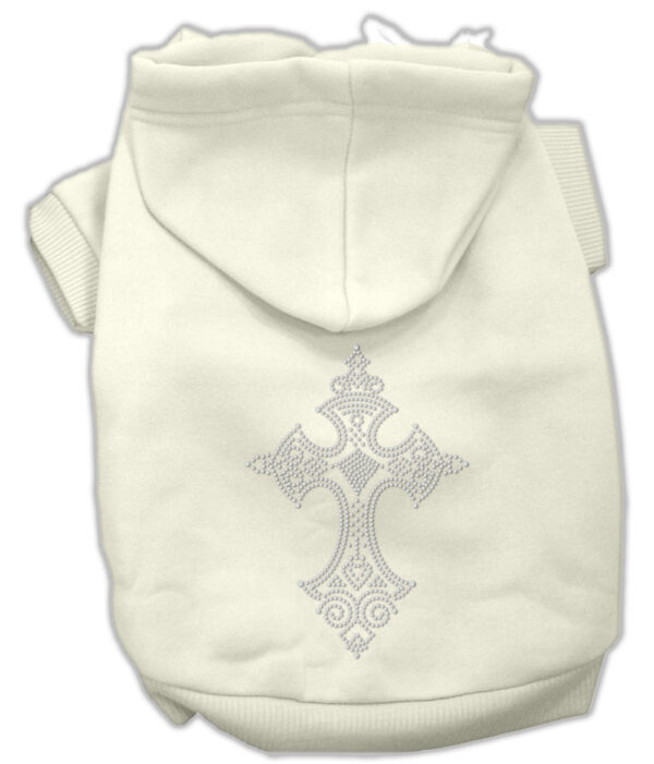 54-22-LGCR.jpg Rhinestone Cross Hoodies Cream L