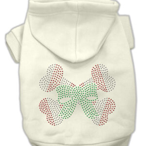 Candy Cane Crossbones Rhinestone Hoodie Cream S