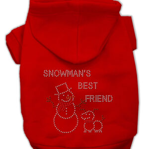 Snowman's Best Friend Rhinestone Hoodie Red XXL