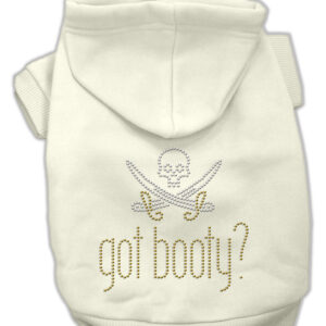 Got Booty Rhinestone Hoodies Cream S