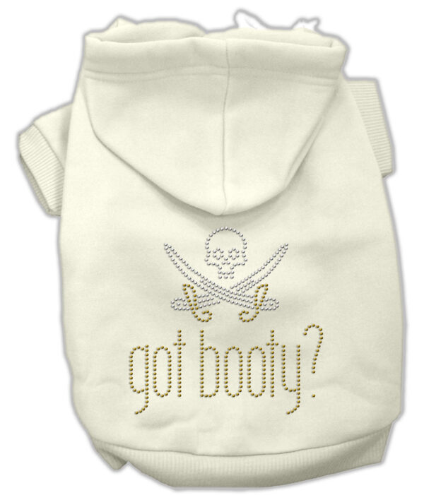 Got Booty Rhinestone Hoodies Cream S