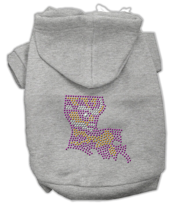 Louisiana Rhinestone Hoodie Grey S