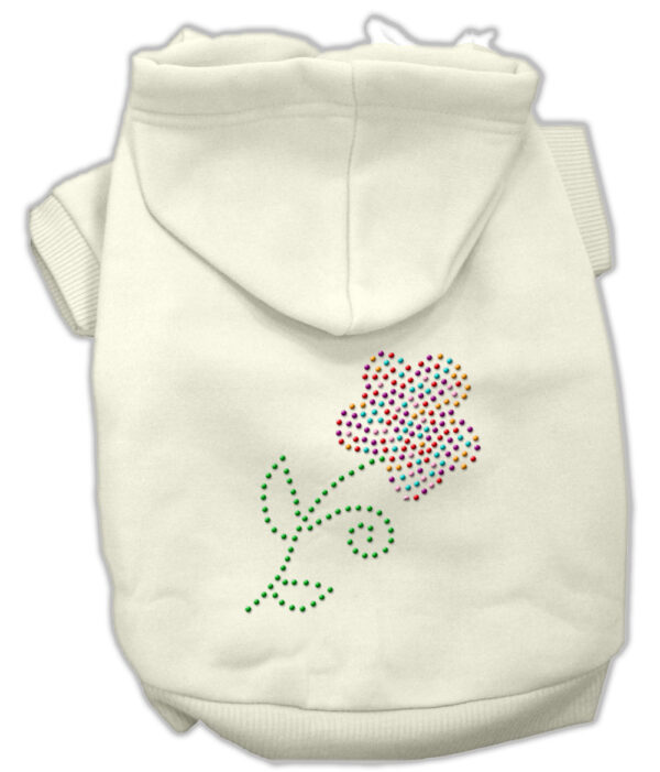 Multi-Colored Flower Rhinestone Hoodie Cream XL