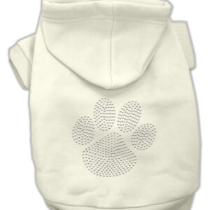 Clear Rhinestone Paw Hoodies Cream XL