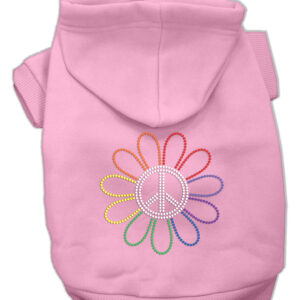 Rhinestone Rainbow Flower Peace Sign Hoodie Pink M