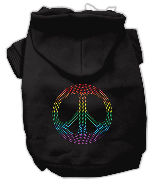 Rhinestone Rainbow Peace Sign Hoodies Black M