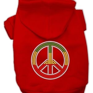 Rasta Peace Sign Hoodie Red L