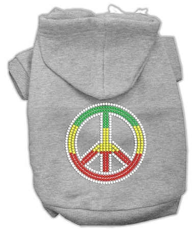 Rasta Peace Sign Hoodie Grey XXL
