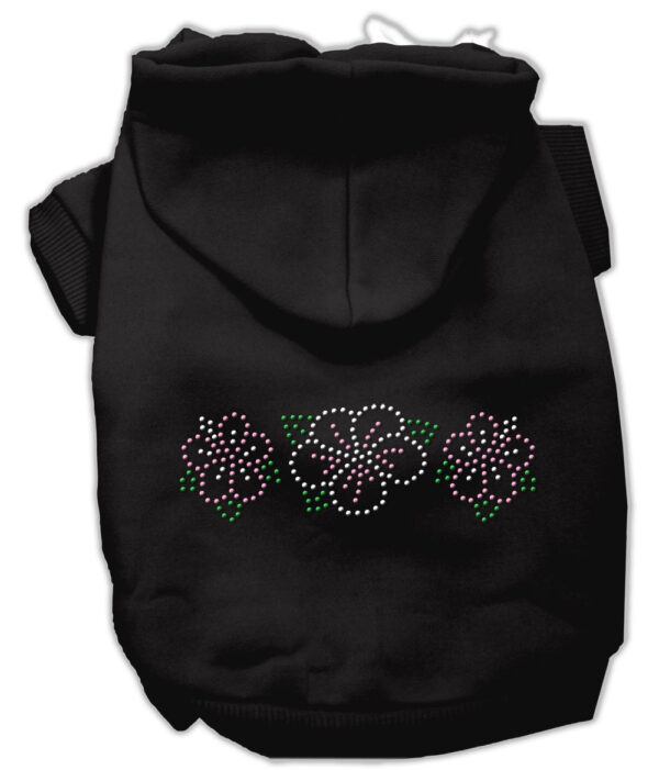 Tropical Flowers Rhinestone Hoodies Black M