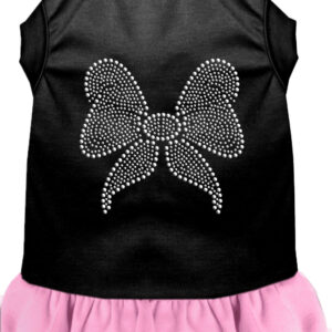 Rhinestone Bow Dresses Black with Light Pink XXXL