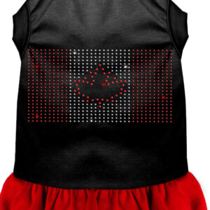 Rhinestone Canadian Flag Dress Black with Red XL