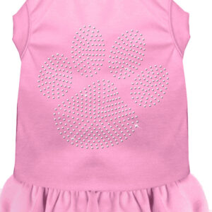 Rhinestone Clear Paw Dress Light Pink XL
