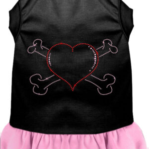 Rhinestone Heart and crossbones Dress Black with Light Pink Lg