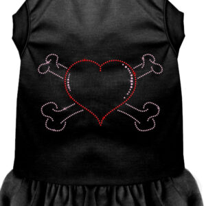 Rhinestone Heart and crossbones Dress Black XL
