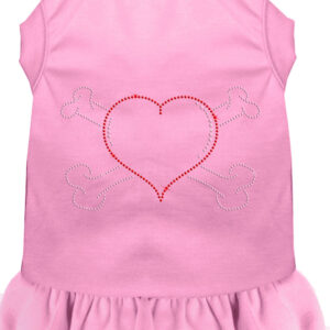 Rhinestone Heart and crossbones Dress Light Pink XS